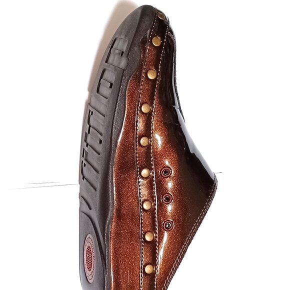 Fitflop Patent Brown Studded Mule Clogs Size 7 - Picture 3 of 9